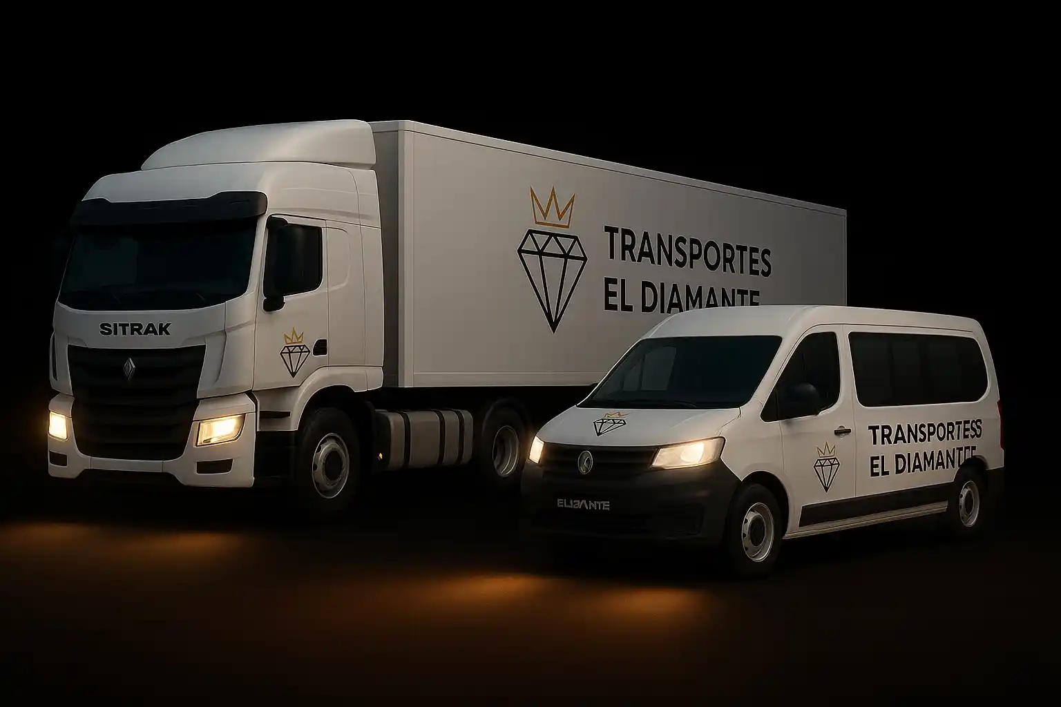 Flota Transportes El Diamante: camión de carga y camioneta de pasajeros para empresas en México